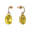 Lemon Quartz Oval Cut Earrings with Diamonds(0.21 ct.tw)