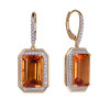 Citrine Octagon Cut Earrings with Diamonds(0.08 ct.tw)