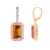 Citrine Octagon Cut Earrings with Diamonds(0.08 ct.tw)