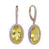 Lemon Quartz Oval Cut Earrings with Diamonds(0.87 ct.tw)
