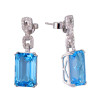 Swiss Blue Topaz Octagon Cut Earrings with Diamonds(0.27 ct.tw)