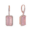 Rose Quartz Octagon Cut Earrings with Diamonds(0.49 ct.tw)