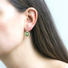 Prasiolite Asscher Cut Earrings with Diamonds (0.10 ct.tw.)