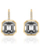 Rock Crystal Asscher Cut Earrings with Diamonds (0.10 ct.tw.)