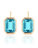 Blue Topaz Emerald Cut Bezel Set Earrings