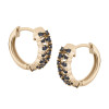 14K Yellow Gold Black Spinel Hoop Earrings