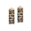 14K Yellow Gold Black Spinel Hoop Earrings