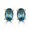 14K Yellow Gold London Blue Topaz Gemstone Earrings