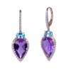 18K Rose Gold Pear Cut Amethyst and Swiss Blue Topaz with 3/4 ct.tw. Diamond Earrings