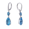 18K White Gold Pear Cut Swiss Blue Topaz with 1/6 ct.tw. Diamond Earrings
