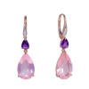 18K Rose Gold Pear Cut Rose Quartz & Amethyst with 1/20 ct.tw. Diamond Earrings