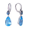 18K White Gold Pear Cut Swiss & London Blue Topaz with 1/20 ct.tw. Diamond Earrings