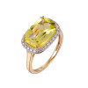 Lemon Quartz Cushion Cut Ring with Diamonds(0.30 ct.tw)