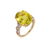 Lemon Quartz Oval Cut Ring with Diamonds(0.20 ct.tw)