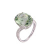 Green Amethyst Oval Cut Ring with Diamonds(0.18 ct.tw)