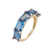 London Blue Topaz Octagon Cut Ring with Diamonds(0.10 ct.tw)