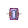 Pink Amethyst Octagon Cut Ring with Diamonds(0.15 ct.tw)