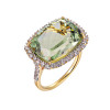 Green Amethyst Cushion Cut Ring with Diamonds(0.83 ct.tw)