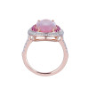 Rose Quartz Oval Cut Ring with Diamonds(0.46 ct.tw)