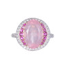 Rose Quartz Oval Cut Ring with Diamonds(0.46 ct.tw)