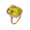 Lemon Quartz Cushion Cut Ring with Diamonds(0.82 ct.tw)