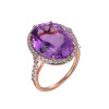 Amethyst Oval Cut Ring with Diamonds(0.44 ct.tw)
