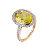 Lemon Quartz Oval Cut Ring with Diamonds(0.49 ct.tw)