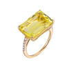 Lemon Quartz Octagon Cut Ring with Diamonds(0.19 ct.tw)