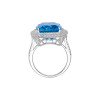 Swiss Blue Topaz Cushion Cut Ring with Diamonds(0.43 ct.tw)