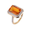 Citrine Octagon Cut Ring with Diamonds(0.04 ct.tw)