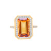 Citrine Octagon Cut Ring with Diamonds(0.04 ct.tw)