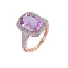 Pink Amethyst Cushion Cut Ring with Diamonds(0.58 ct.tw)