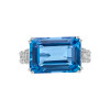 Swiss Blue Topaz Octagon Cut Ring with Diamonds(0.19 ct.tw)