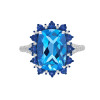 Swiss Blue Topaz Cushion Cut Ring with Diamonds(0.18 ct.tw)