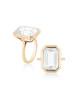 Moon Quartz Emerald Cut Bezel Set Plain Gold Ring (7.00 cts)