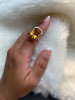 Citrine Emerald Cut Bezel Set Plain Gold Ring (6.30 cts)