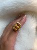 Citrine Emerald Cut Bezel Set Plain Gold Ring (6.30 cts)