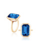 London Blue Topaz Emerald Cut Bezel Set Plain Gold Ring (9.20 cts)