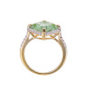 18K Yellow Gold Octagon Cut Green Amethyst Ring with 1/3 ct.tw. Diamond Ring