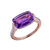 18K Rose Gold Cushion Cut Amethyst with 1/3 ct.tw. Diamond Ring