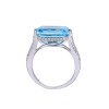 18K White Gold Cushion Cut Swiss Blue Topaz with 1/3 ct.tw. Diamond Ring