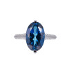 18K White Gold Oval Cut London Blue Topaz with 1/3 ct.tw. Diamond Ring