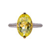 18K Yellow Gold Oval Cut Lemon Quartz with 1/3 ct.tw. Diamond Ring