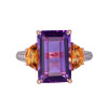 18K Rose Gold Octagon Cut Amethyst with Citrine Accent with 1/4 ct.tw. Diamond Ring
