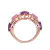 18K Rose Gold Cushion Cut Amethyst & Rose Quatz with 1/8 ct.tw. Diamond Ring