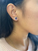 Amethyst Emerald Cut Stud Earrings With White Enamel