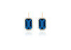 London BlueTopaz Emerald Cut Earring With White Enamel