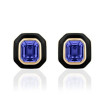 Tanzanite Emerald Cut Earrings With Black Enamel
