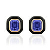 Tanzanite Emerald Cut Earrings With Black Enamel