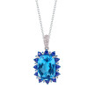 Swiss Blue Topaz Cushion Cut Pendant with Diamonds(0.10 ct.tw)